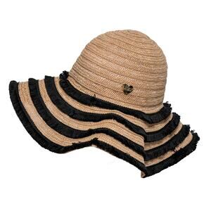 Betsey Johnson Tan and Black Striped Hat